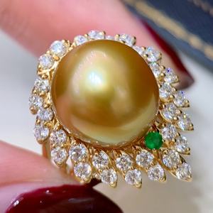 Bague œil de cheval en or thé naturel, style tendance, micro-goutte d'eau 11-12 mm, presque sans défaut, incrustation de précision 925, luxe léger - Product Image 2