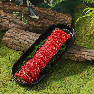 Vaisselle de style montagne, assiettes à fondue sur le thème de la montagne, assiettes ovales noires créatives pour chou frisé et bœuf, assiettes pour filet de bœuf fraîchement coupé. - Product Image 1