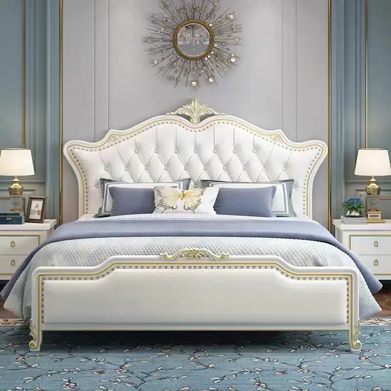 유럽 스타일의 현대 고품질 가죽 침대 1.8m 또는 1.5m 침실 가구 나무 프레임 더블 침대