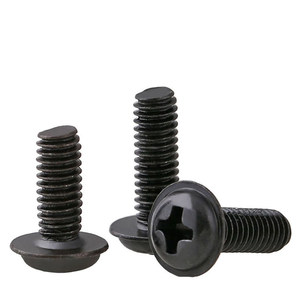 Black Pan Head <b>Screws</b> Metric Carbon Steel Class 8.8 Coarse Thread 10mm Cap Diameter - Product Image 1