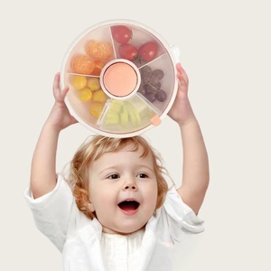 Vente en gros de boîtes à nourriture portables rotatives rondes en plastique à 5 compartiments pour enfants ou bébés - Product Image 5