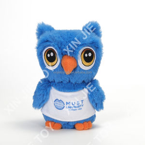 Peluche di Gufo <span class=keywords><strong>Blu</strong></span> Personalizzato all'Ingrosso, Giocattolo di Peluche a Forma di Gufo dagli Occhi Grandi, Giocattolo Morbido di Gufo Personalizzato - Product Image 1