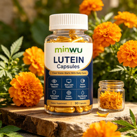 MINWU Extrait naturel de souci à base de plantes, capsules quotidiennes sans OGM, sans sucre, végétaliennes, sans gluten, à la lutéine pour le soin des yeux, 60 unités