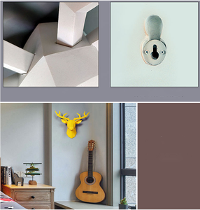 Décoration <span class=keywords><strong>murale</strong></span> tête <span class=keywords><strong>de</strong></span> <span class=keywords><strong>cerf</strong></span> 3D noir et blanc, sculpture <span class=keywords><strong>murale</strong></span> géométrique en <span class=keywords><strong>bois</strong></span> <span class=keywords><strong>de</strong></span> <span class=keywords><strong>cerf</strong></span> noir, fausse tête d'animal en résine - Product Image 4
