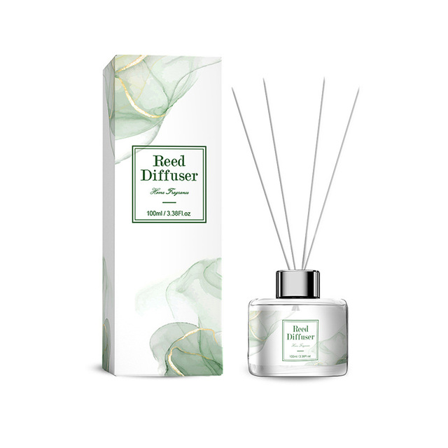 Wholesale Luxury Reed Diffuser Gift Sets Flower Fragrance Diffuser Essential Oil With Green Box Rattan Sticks
