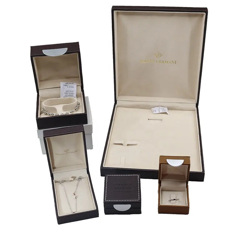 Brown High Quality PU Leather Jewellery Packaging Jewelry Box for Necklace Ring Earring Bracelet