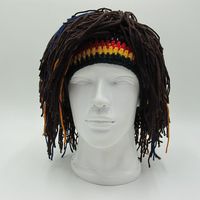 Gorro Rasta de Peluca para Hombre, Gorro Creativo, Reggae Savage, Pasamontañas de Pesca con Hilo, Ideal para Viajes Informales, Cumpleaños, Halloween