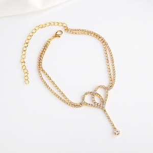 गर्म बिक्री फैशन ज्वैलरी फुट चेन सोने की प्लेटेड डबल लेयर महिलाओं के लिए दिल के आकार का एकैलेट - Product Image 4