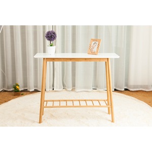 Modern Console <b>Table</b> Bamboo <b>White</b> Top Storage Rack Living Room Entryway Furniture - Product Image 2