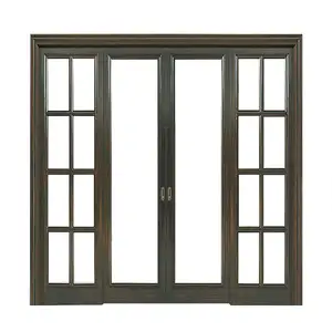 Estilo japonés vista completa de vidrio de la puerta de madera de buen gusto 4 Panel utilizado puertas corredizas de vidrio