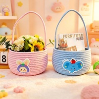 Sac fourre-tout en corde de coton tressée à motif animalier de dessin animé coloré et mignon, sac de Halloween pour friandises ou farces, panier vide pour cadeaux et collations, vente en gros