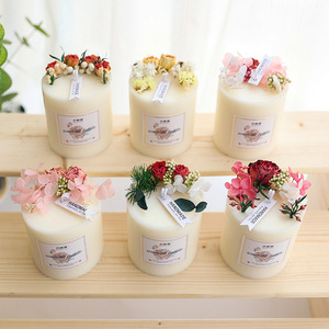 Handmade Aromatherapy Soy Wax <strong>Candles</strong>-DIY Birthday Dried Flower <strong>Candles</strong> Sweet Orange Mandarin French Rose <strong>Fresh</strong> <strong>Linen</strong> - Product Image 4