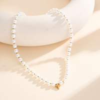 Collier en gros tendance avec pendentif croix dorée, perles faites à la main en acier inoxydable pour femme, accessoires de bijoux