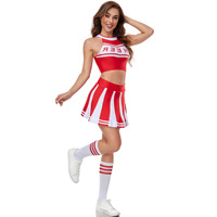 Uniformes de Porristas Sexys al por Mayor, Conjuntos de Top Corto sin Mangas y Falda, Trajes de 4 Piezas para Competencia, Ropa de Equipo para Niñas y Mujeres
