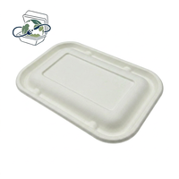 Bagasse schaal ecologisch verantwoorde afhaalschaal composteerbare voedselverpakking deksel pulp deksel voor fastfood cloud kitchen verpakkingen