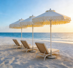 Sombrilla Octogonal Blanca de 9 Pies con Flecos Dobles Festoneados para <span class=keywords><strong>Patio</strong></span>, Terraza o Jardín - Product Image 2