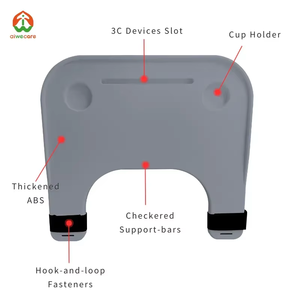 Mesa para silla de ruedas para discapacitados, ayuda para la movilidad, soporte para tazas, ranura para bolígrafos, ABS, ajuste universal, bandeja para personas mayores, gris, 58x53cm - Product Image 4
