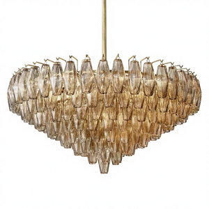 Lampadario Moderno di Lusso in Vetro Fumé <span class=keywords><strong>da</strong></span> 47 Pollici <span class=keywords><strong>per</strong></span> Sala <span class=keywords><strong>da</strong></span> <span class=keywords><strong>Pranzo</strong></span>, Lampade a Sospensione Rotonde a Più Livelli - Product Image 4