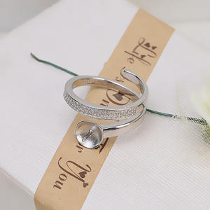 S925 Silver Open Ring for Women Simple Fashionable Living Ring 9-10 Pearl Versatile DIY <b>Jewelry</b> Accessory <b>Holder</b> Trendy Inlay - Product Image 3