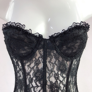Gros Femmes noir Sans Bretelles Matures Haut Corset Dentelle Volants Bustier Armatures Sexy Crop Top <span class=keywords><strong>Lingerie</strong></span> - Product Image 5