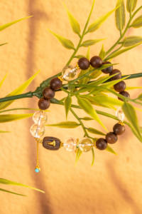 Customized High-end Agarwood White <b>Crystal</b> Charm Beaded <b>Bracelet</b> Golden Trendy Women's Anniversary Engagement Gift - Product Image 5