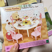 Sylvanian Families Süßigkeiten-Party Zubehör-Set Calico Critters Mini-Geschirr Sammlerstück Dekoration für Kinder