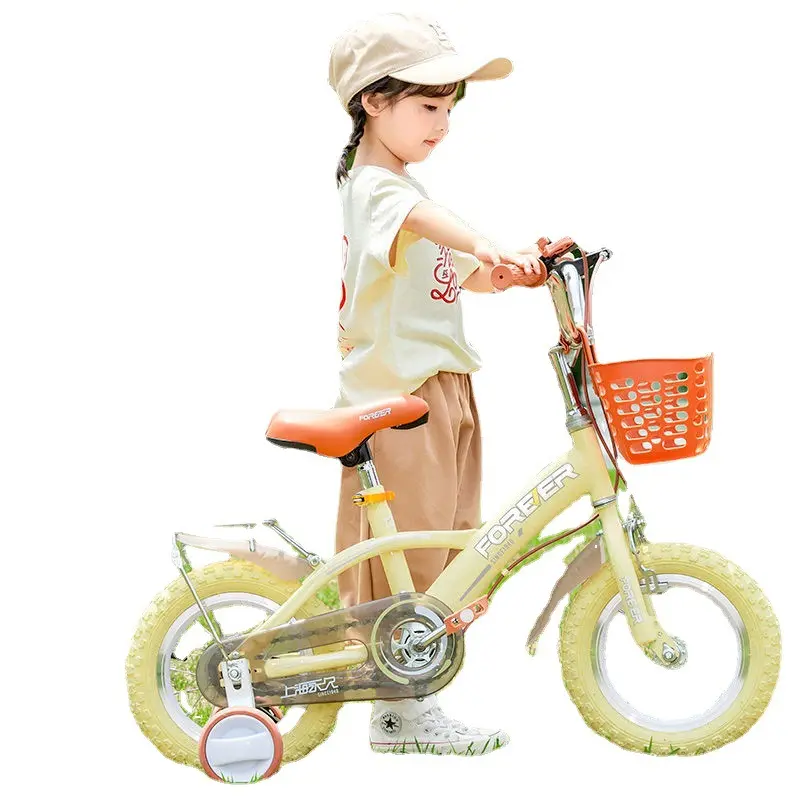 Bicicletta per bambini con telaio in acciaio da 12 pollici con ruota da allenamento/bicicletta per bambini rosa da 14 "con sedile opaco per bambino