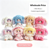 Porte-clés en peluche Kawaii avec yeux rotatifs et jupe en dentelle, breloque de sac en coton, rembourrage en coton PP, unisexe