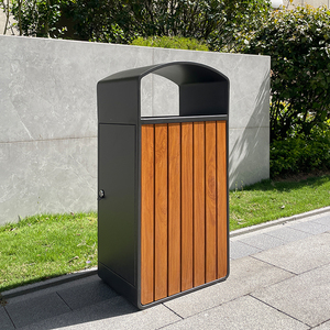 Ngoài Trời Thương Mại Tái Chế <span class=keywords><strong>Bin</strong></span> Bền Thép Không Gỉ Kim Loại Khung Và Gỗ Trang Trí Thùng Rác Có Thể Khóa Chất Thải <span class=keywords><strong>Bin</strong></span> Nhà Sản Xuất - Product Image 1