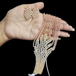 Multi Layer <b>Necklace</b> Set for women <b>long</b> <b>Necklace</b> Set With Matching Earring Women Girl handmade - Product Image 1