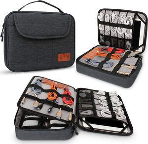 Sac d'accessoires électroniques haut de gamme, durable, imperméable, en Oxford, pour organiser les câbles, tablettes, chargeurs, disques durs, batteries - Product Image 1