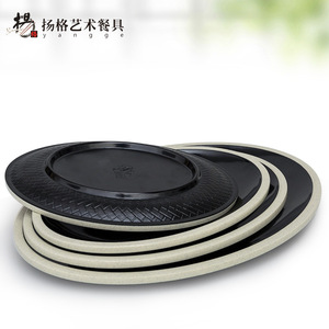 Earthenware Pot Two Tone Series Japanese Style Oval <b>Plate</b> Durable Hotel Food Tableware - Product Image 3