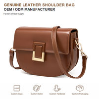 Sac bandoulière en cuir véritable structuré mini demi-lune vintage souple compact pour femme usage quotidien logo personnalisé