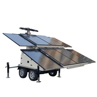 Tour d'éclairage solaire mobile à LED sur remorque avec 8 panneaux solaires haute efficacité, mât réglable, projecteur télescopique