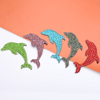 Nouveau produit : Patch à coudre en tissu avec strass et perles, motif dauphin 3D, pour la décoration de talons hauts, jeans, poches et chapeaux