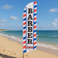 Lot de 2 drapeaux à plumes d'extérieur pour la publicité des salons de coiffure, 100% polyester, imprimés sur un seul côté, bannières promotionnelles personnalisées, sans mât