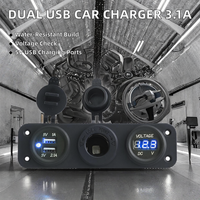 Chargeur de voiture étanche double USB, adaptateur d'alimentation 3.1A, surveillance de la tension mains libres, prise allume-cigare 12-24V pour la charge de téléphone