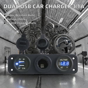 Kép USB sạ<span class=keywords><strong>c</strong></span> xe hơi không thấm nướ<span class=keywords><strong>c</strong></span> 3.1A Power Adapter tay-miễn phí Điện áp giám sát 12-24V xe nhẹ hơn ổ <span class=keywords><strong>c</strong></span>ắm cho điện thoại sạ<span class=keywords><strong>c</strong></span> - Product Image 6