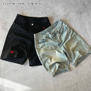 Pantalones Cortos Vaqueros Vintage Personalizados para Hombre con Llavero, Estilo Urbano, Logotipo Bordado, <span class=keywords><strong>OEM</strong></span>, MOQ Bajo, Venta al por Mayor - Product Image 1