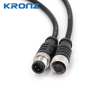 Connecteur de câble droit mâle-femelle Kronz M12 préassemblé non blindé en PVC IP67, prise industrielle en alliage