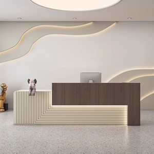 Mostrador de Recepción de Estilo Moderno al por Mayor, Mostrador de Recepción de Belleza con Diseño de Madera, Tamaño Estándar, Frente Blanco, Mesa <span class=keywords><strong>para</strong></span> Vestíbulo - Product Image 5