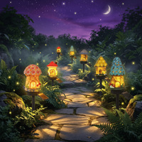 Lampe solaire en résine en forme de maison champignon, petite lampe décorative pour cour, lampe solaire de jardin