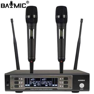 Sistema de Micrófono Inalámbrico Profesional UHF de Doble Canal con Auriculares y Micrófono de Mano de Largo Alcance para KTV, Transmisión en Vivo y Grabación - Product Image 1