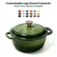 Cocotte en fonte émaillée avec couvercle, ustensile de cuisson robuste, pot en fer pour braiser, faire mijoter, rôtir, compatible avec toutes les plaques de cuisson