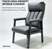 Chaise de mahjong ergonomique et durable avec dossier haut, coussin en éponge épaisse, fauteuil en métal pour salle de jeux, salle à manger, lecture