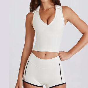 RUIQUWIN <b>Women's</b> Sleeveless Yoga Top Patchwork Design High Elastic <b>Shorts</b> Wholesale Sportswear Seamless Pockets Yoga Sets - Product Image 2