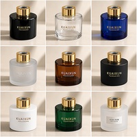 Flacon de parfum en verre noir de luxe de 120 ml, flacon d'huile aromatique avec bouchon en métal, logo personnalisé, étiquette privée