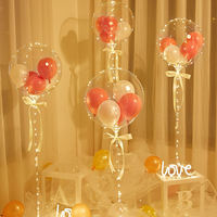 Ballon LED Bobo avec support transparent, rose artificielle et lumières féériques pour la décoration de scène de mariage, fête d'anniversaire