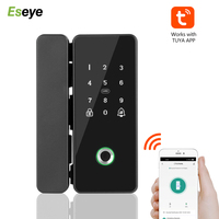 Serrure de porte en verre biométrique TTLock - Installation sans perçage, accès intelligent sans clé, contrôle par empreinte digitale, carte et mot de passe pour portes en bois/verre