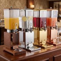 Distributeur de jus de luxe en acier inoxydable, distributeur de boissons commercial en acrylique, refroidisseur de jus à double robinet pour hôtels, restaurants et traiteurs